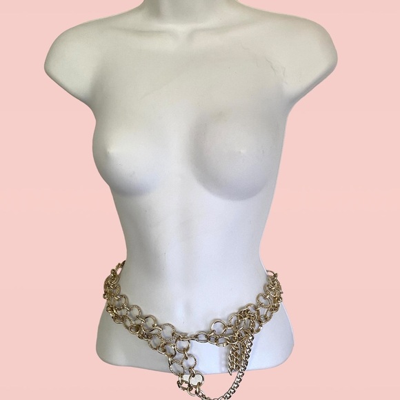 Goldtone Lightweight Double Links Belt - Picture 1 of 8